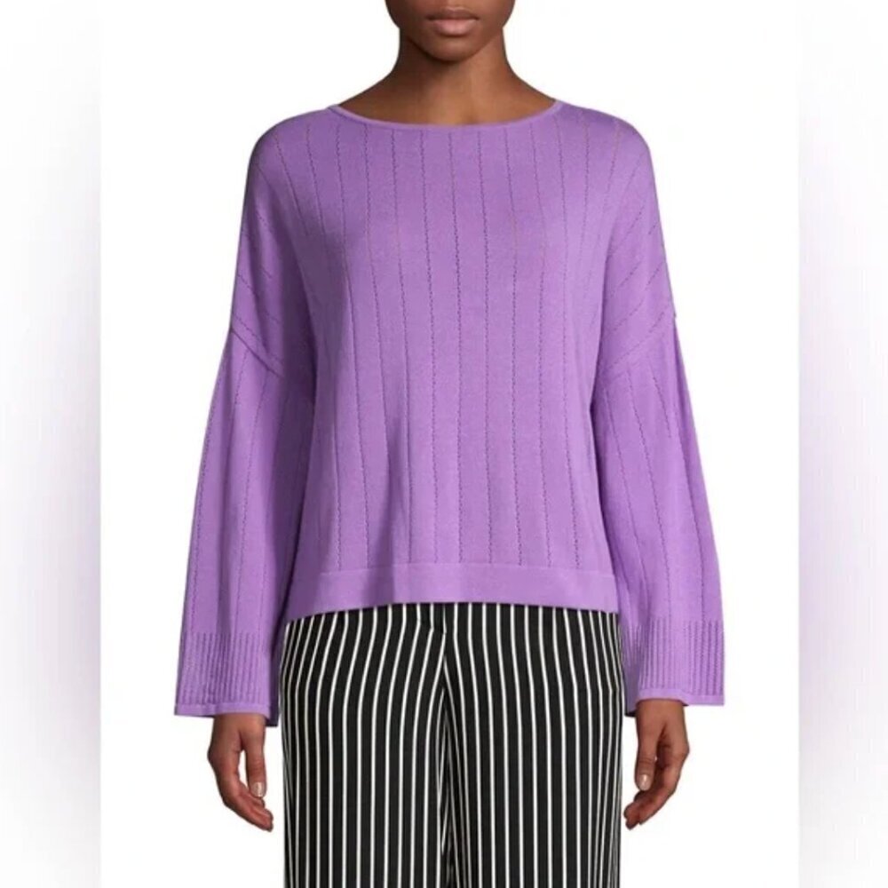 Beatrice .B Pointelle Stitch Knit Pullover Lilac Size 2